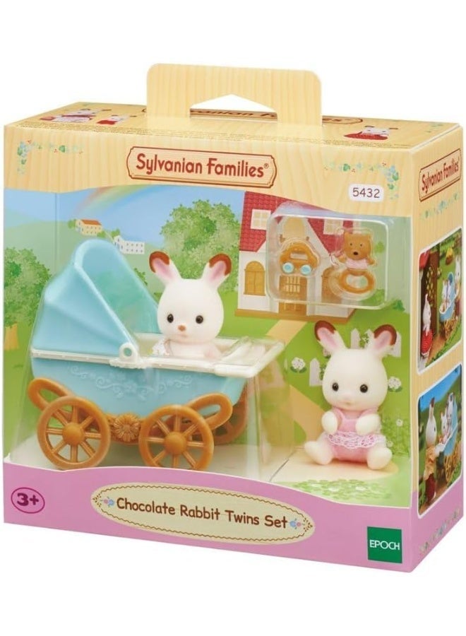 Sylvanian Families Chocolate Bunny Twins Doll Set with Pushchair, Small Twin Dolls for Kids, Pretend Play Roleplay Toy with Accessories, Educational Imaginative Play for Girls & Boys - Image 1